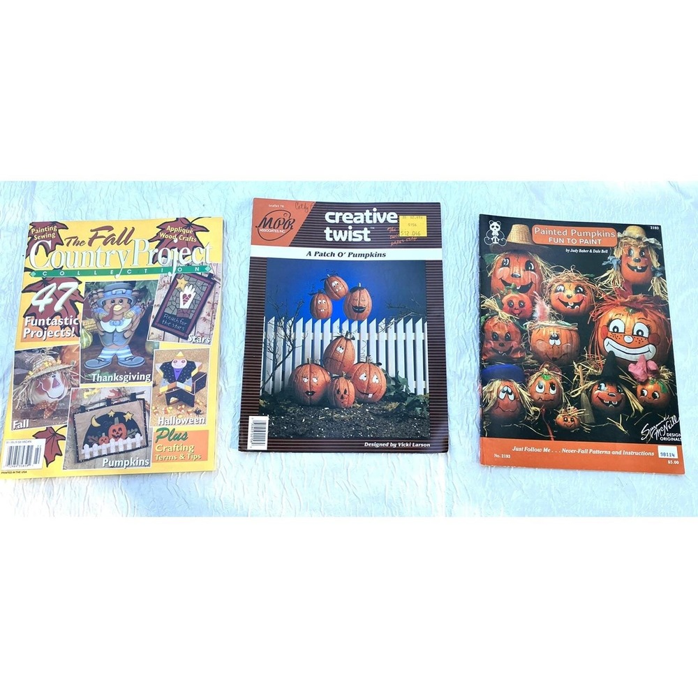 Vintage Fall Craft Booklets Lot Painted Pumpkins Creative Twist Country Project